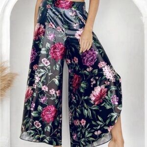 Luxury Victoria’s Secret Satin Wide Lounge Pants Leg Tulip Floral XL